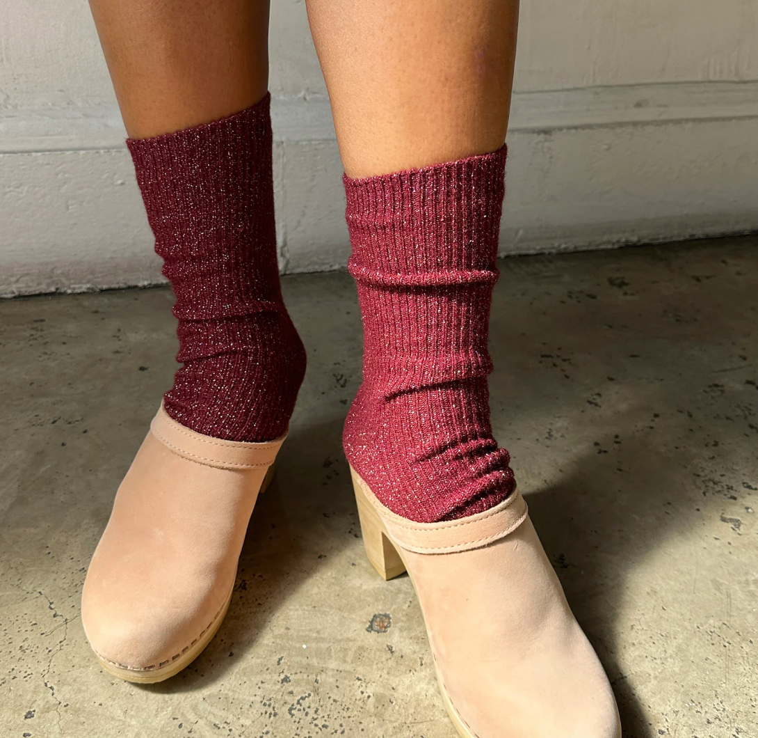 Le Bon Shoppe Winter Sparkle Socks Wine