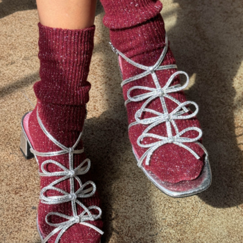 Le Bon Shoppe Winter Sparkle Socks Wine