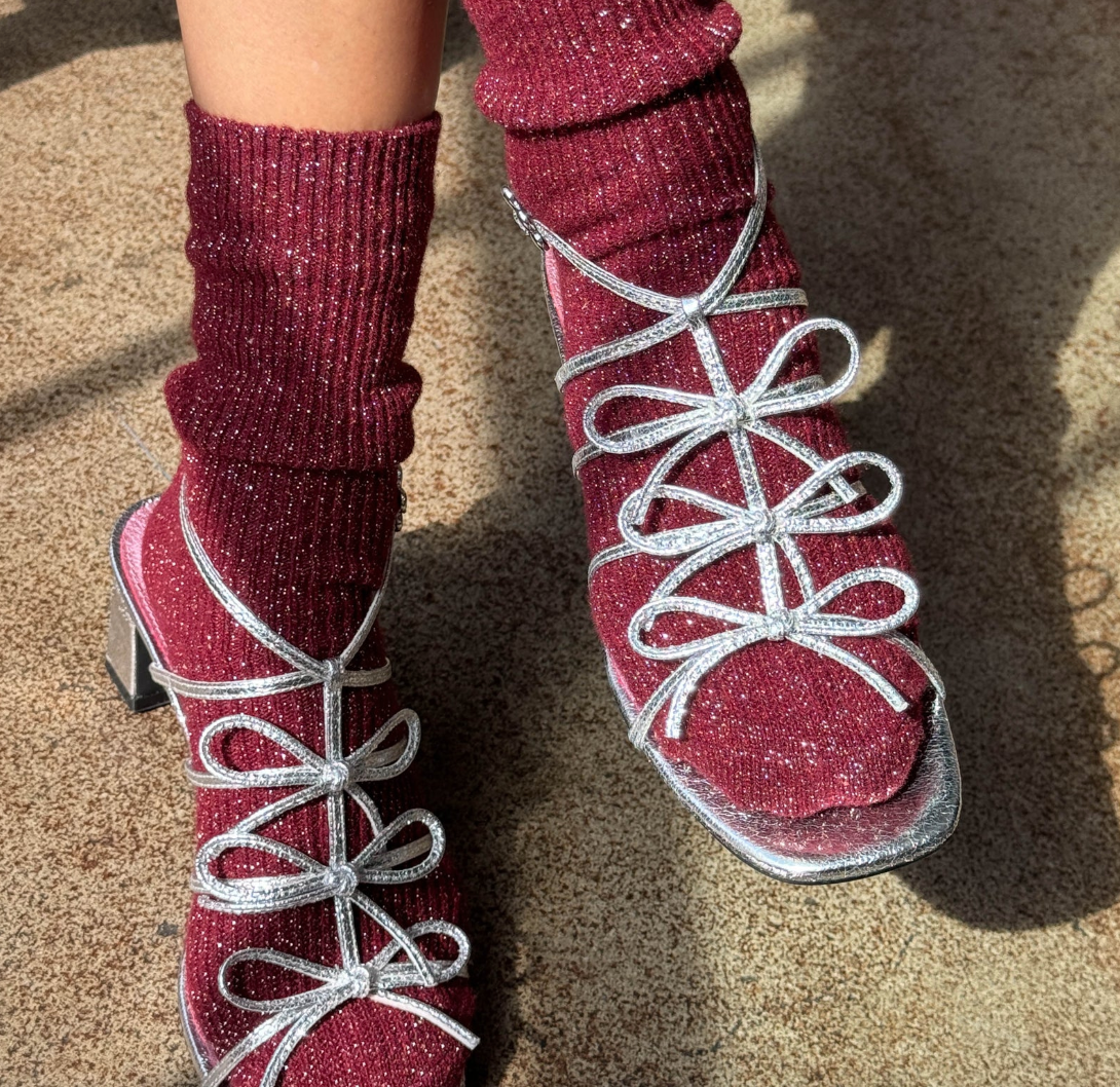Le Bon Shoppe Winter Sparkle Socks Wine