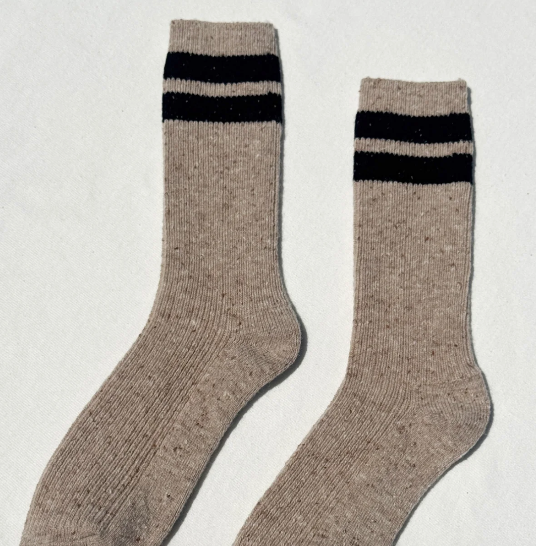 Le Bon Shoppe Snow Socks Varsity Socks Beige/Black