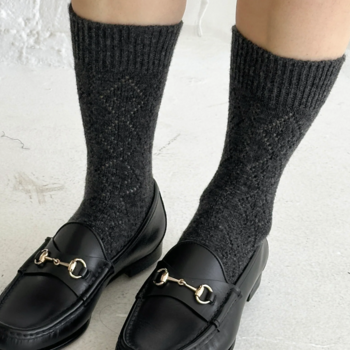 Le Bon Shoppe Cashmere Pointelle Socks Charcoal