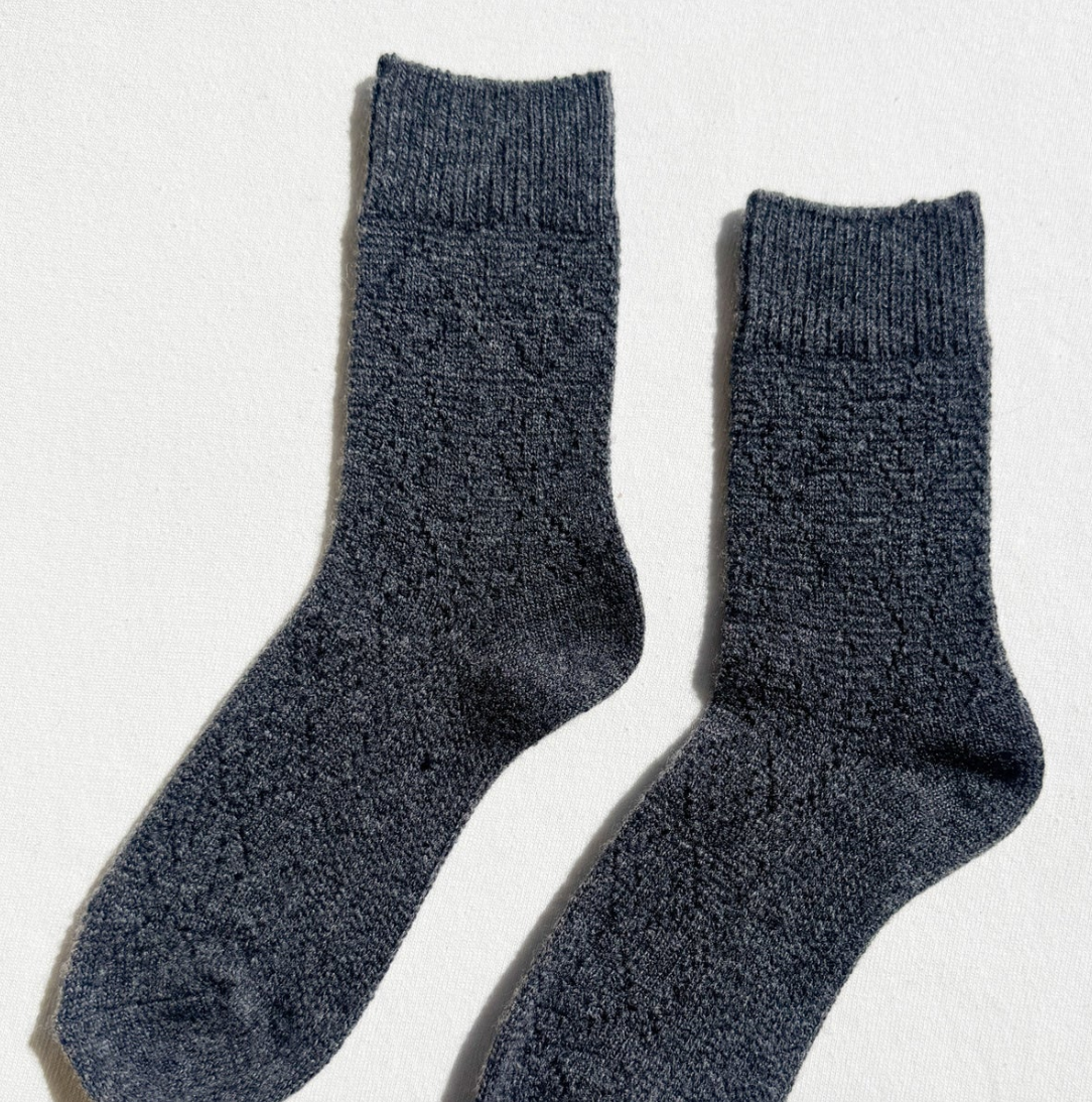 Le Bon Shoppe Cashmere Pointelle Socks Charcoal