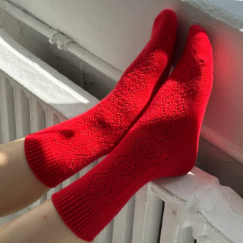 Le Bon Shoppe Cashmere Pointelle Socks Red