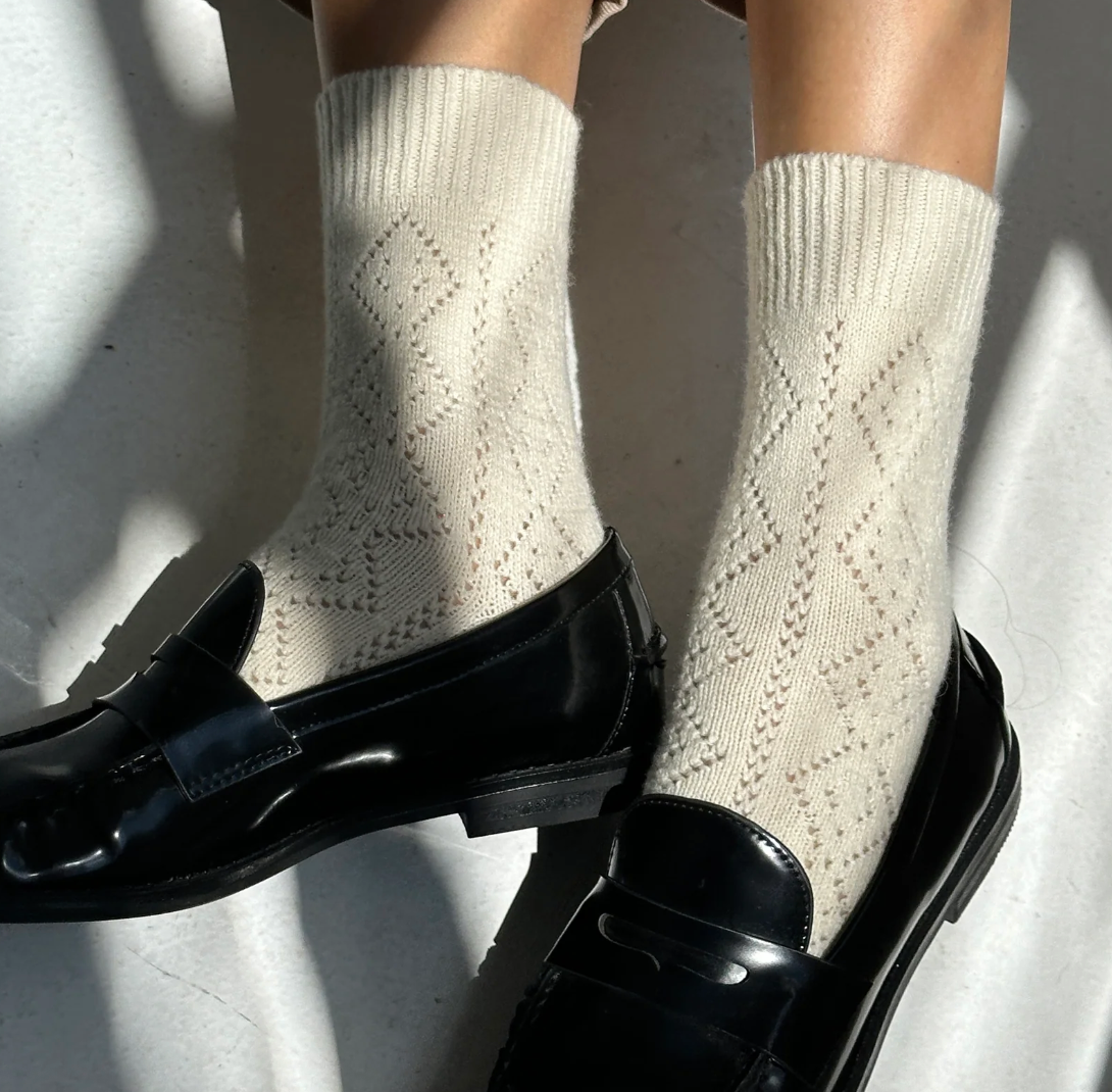 Le Bon Shoppe Cashmere Pointelle Socks Cream