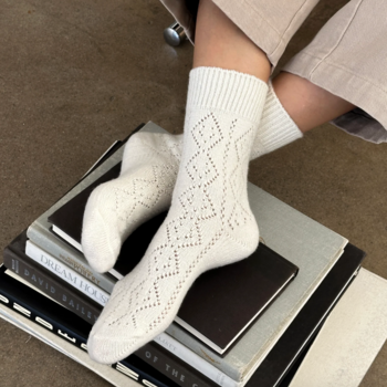 Le Bon Shoppe Cashmere Pointelle Socks Cream