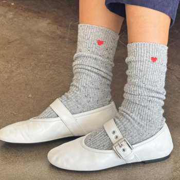 Le Bon Shoppe Embroidered Snow Socks Cookies and Cream + heart