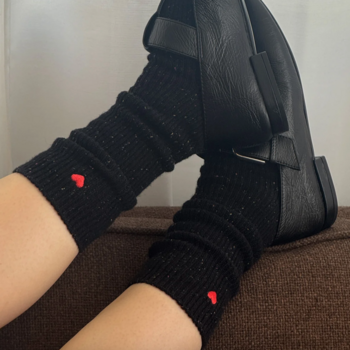 Le Bon Shoppe Embroidered Snow Socks Black + heart