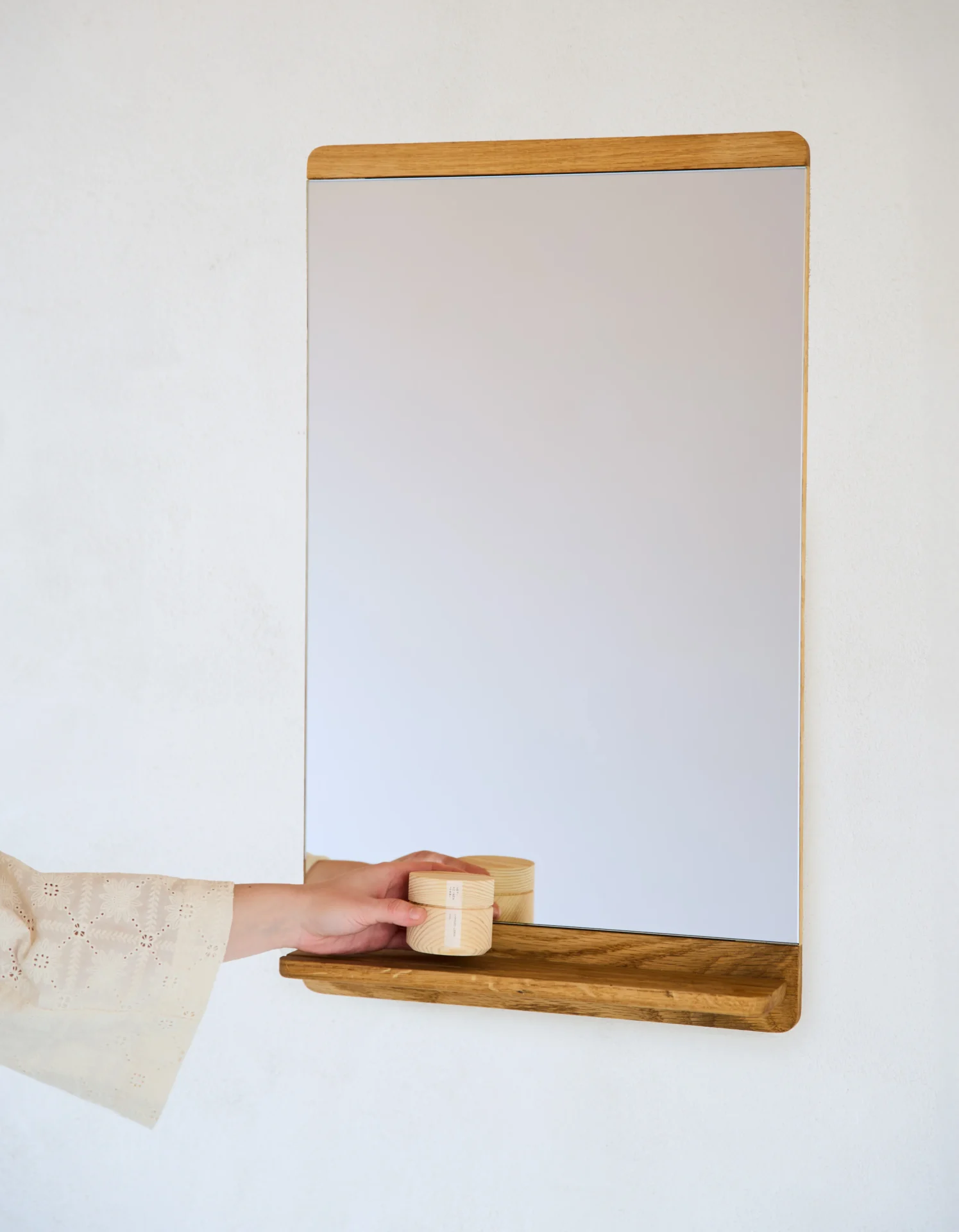 Form and Refine Rim Mirror 40×68, Oak