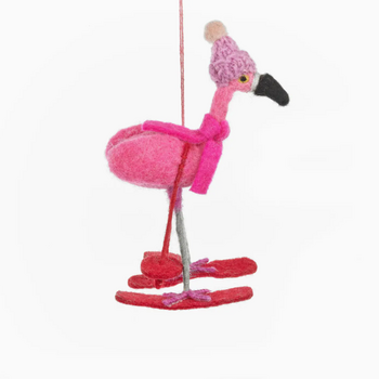 Felt So Good Hanging Felt Skiing Flamingo