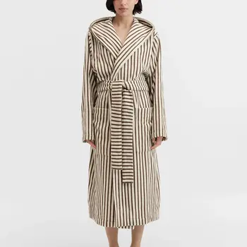 Tekla Terry Hooded Bathrobe Kodiak Stripes