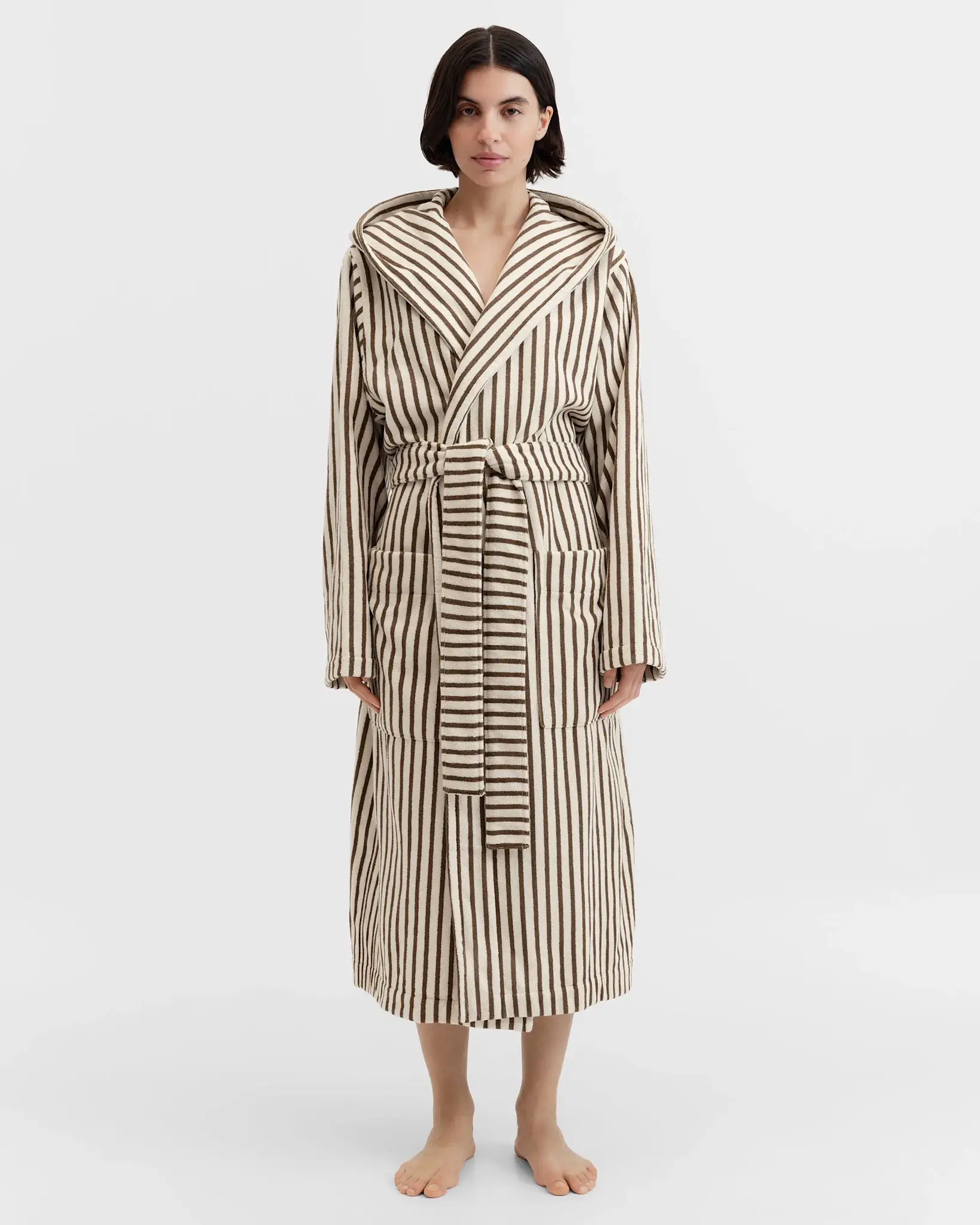 Tekla Terry Hooded Bathrobe Kodiak Stripes