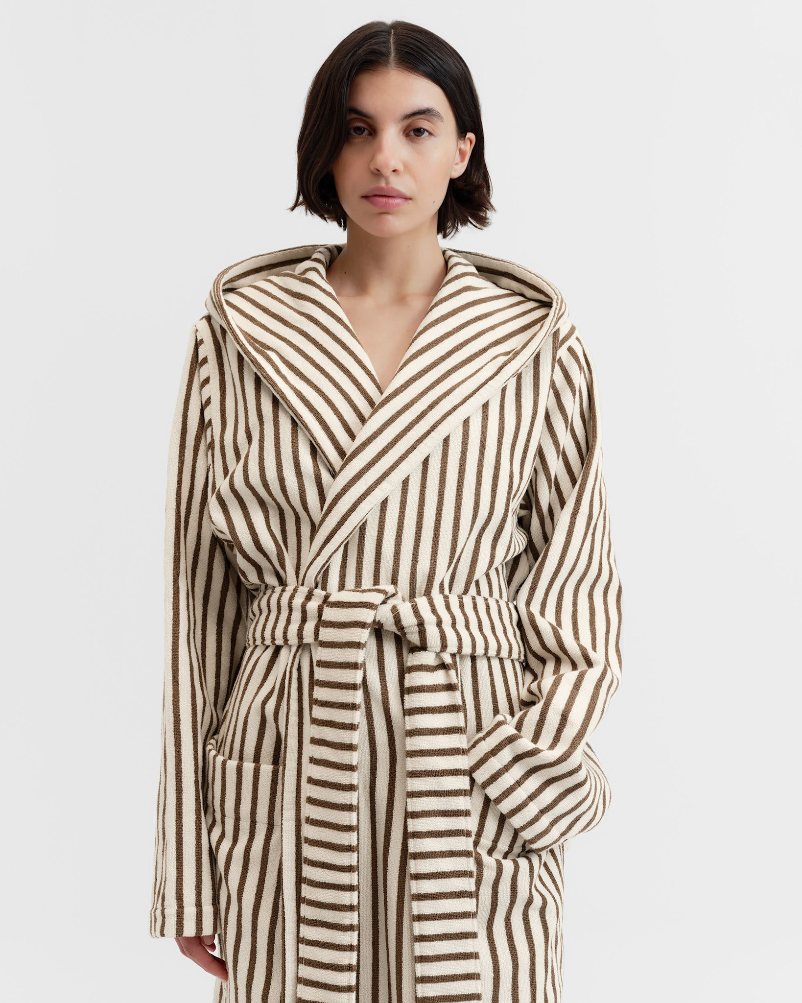 Tekla Terry Hooded Bathrobe Kodiak Stripes