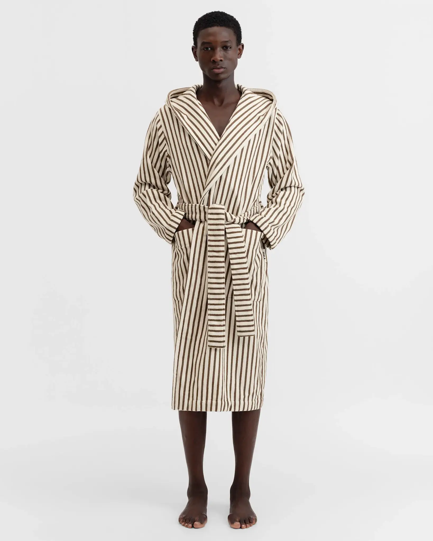 Tekla Terry Hooded Bathrobe Kodiak Stripes