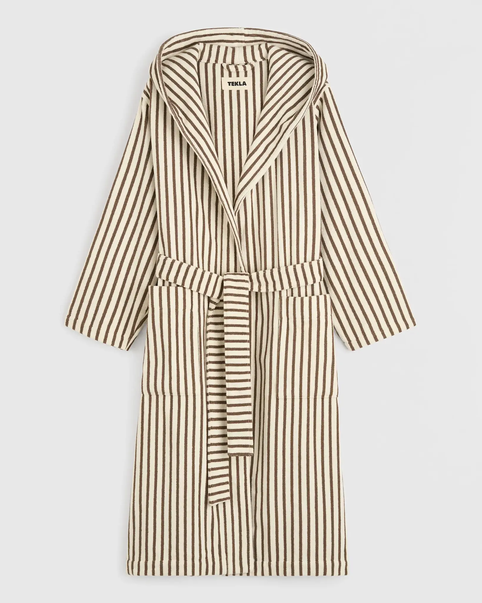 Tekla Terry Hooded Bathrobe Kodiak Stripes