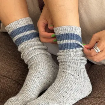 Le Bon Shoppe Snow Varsity Socks Grey/Blue