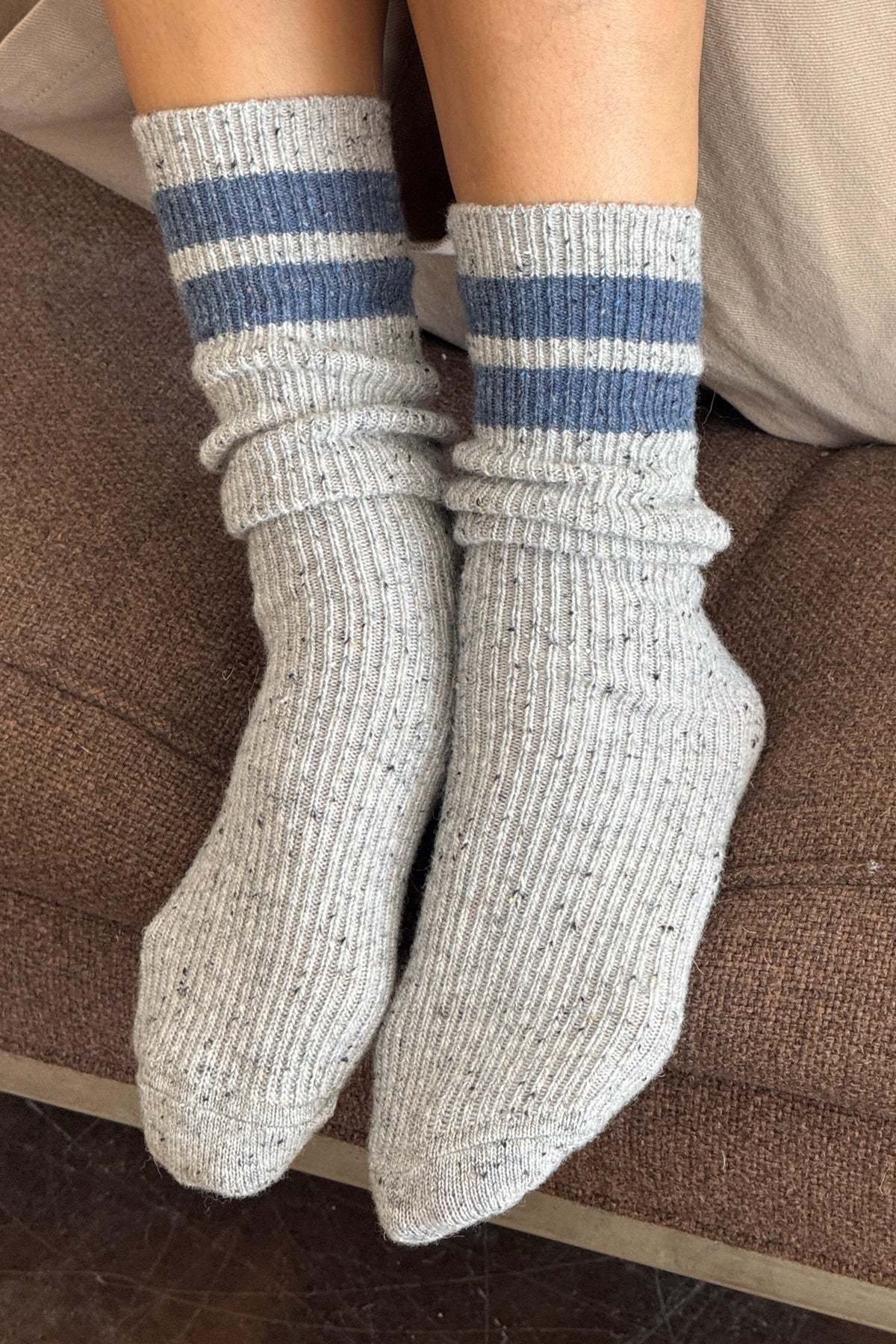 Le Bon Shoppe Snow Varsity Socks Grey/Blue