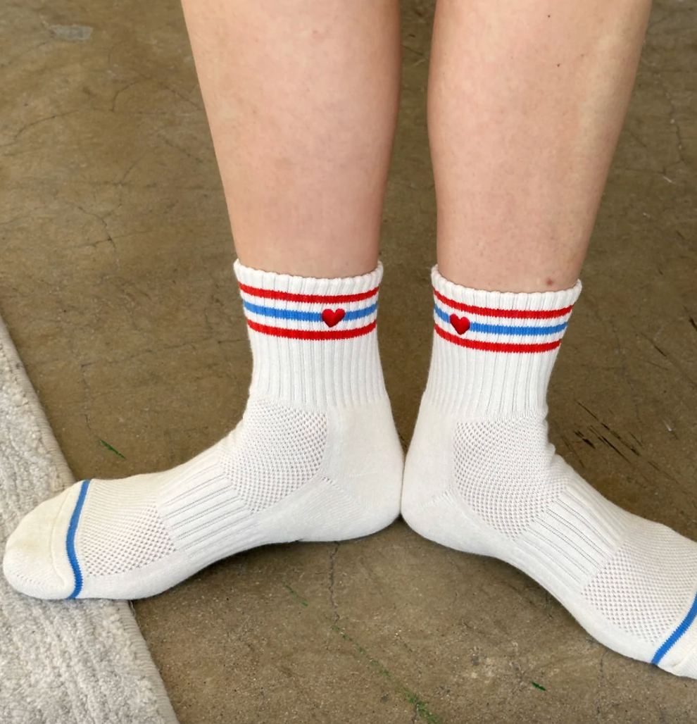 Le Bon Shoppe Embroidered Girlfriend Socks Leche + Heart
