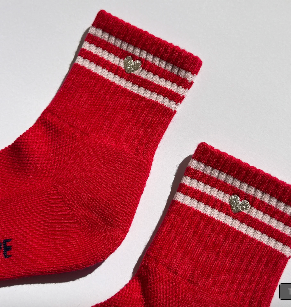 Le Bon Shoppe Embroidered Girlfriend Socks Scarlet + Heart