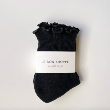 Le Bon Shoppe Ruffled Hugger Crew Socks Black