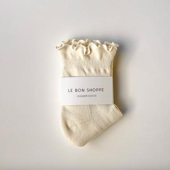 Le Bon Shoppe Ruffled Hugger Crew Socks - Vanilla / Red