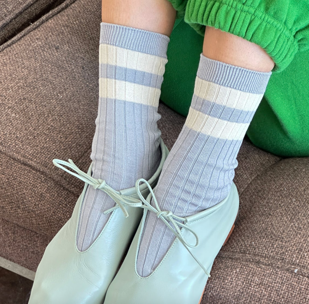 Le Bon Shoppe Her Varsity Socks Stone White