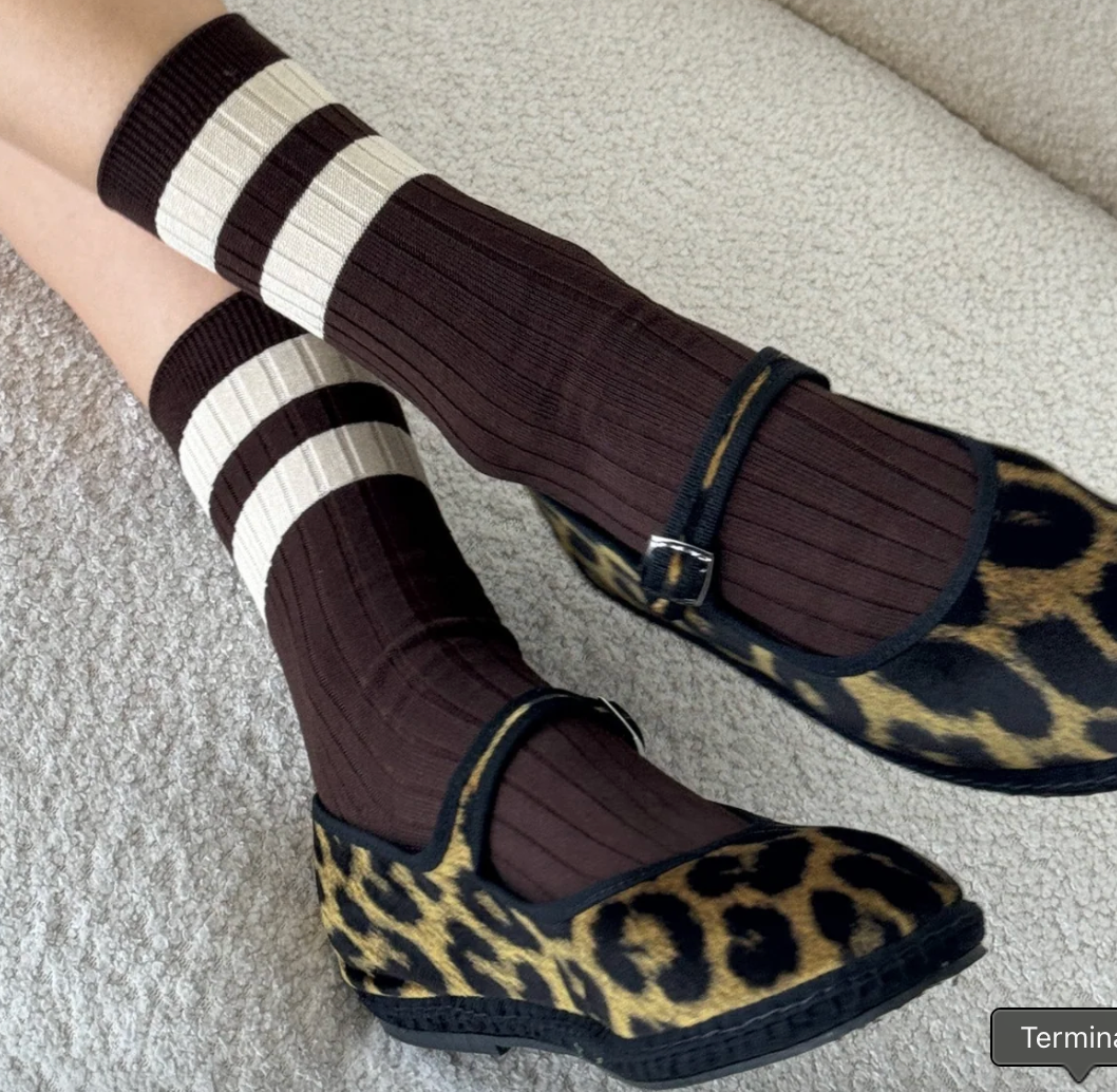 Le Bon Shoppe Her Varsity Socks Espresso