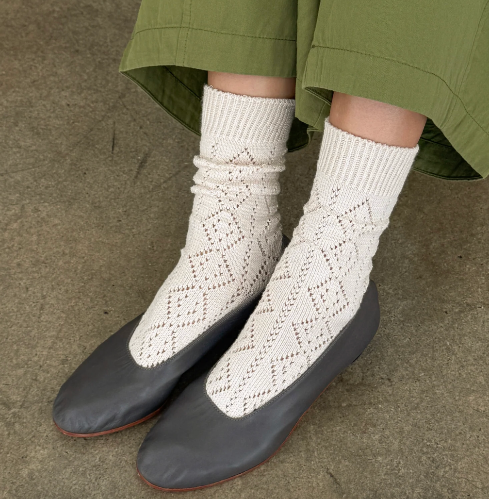 Le Bon Shoppe Modal Eyelet Socks Oyster