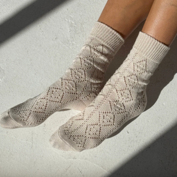 Le Bon Shoppe Modal Eyelet Socks Oyster
