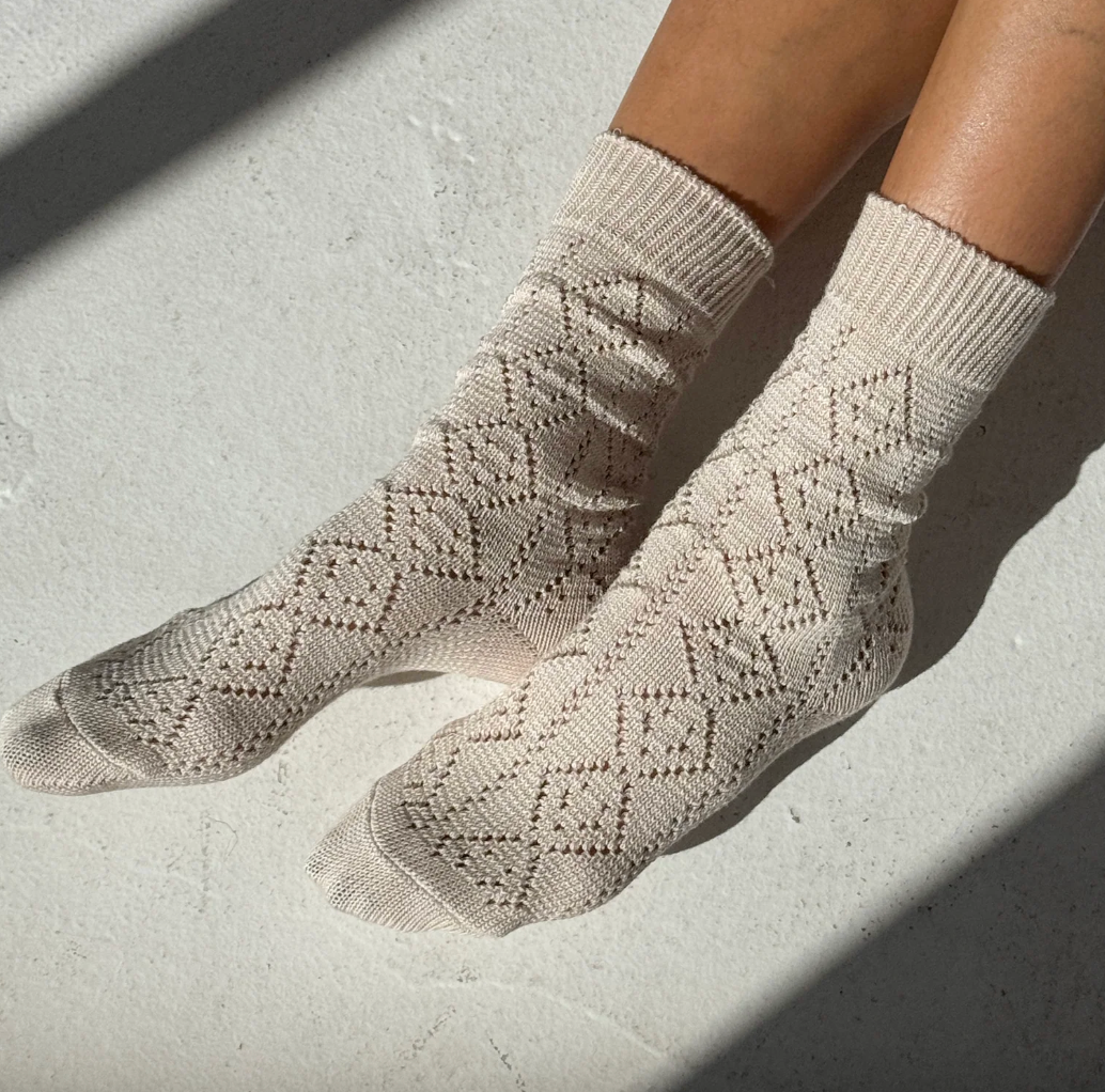 Le Bon Shoppe Modal Eyelet Socks Oyster