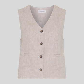Msch Copenhagen Viana Ginia V Neck Waistcoat Sand Melange