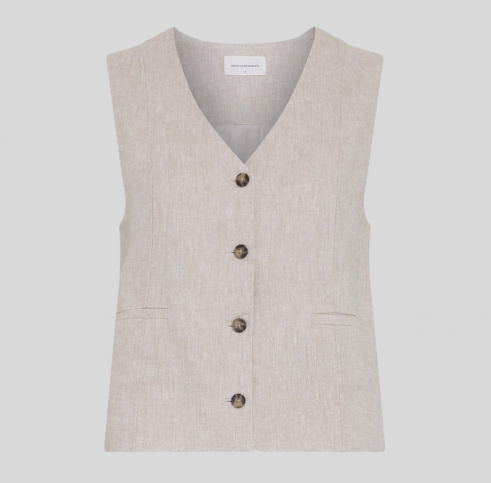 Msch Copenhagen Viana Ginia V Neck Waistcoat Sand Melange