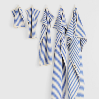 Tekla Terry Towel Coastal Blue Stripes 30x50