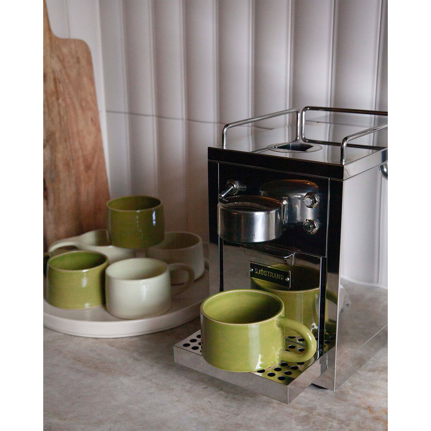 Almond in a Glass Cup Round Handle Moss