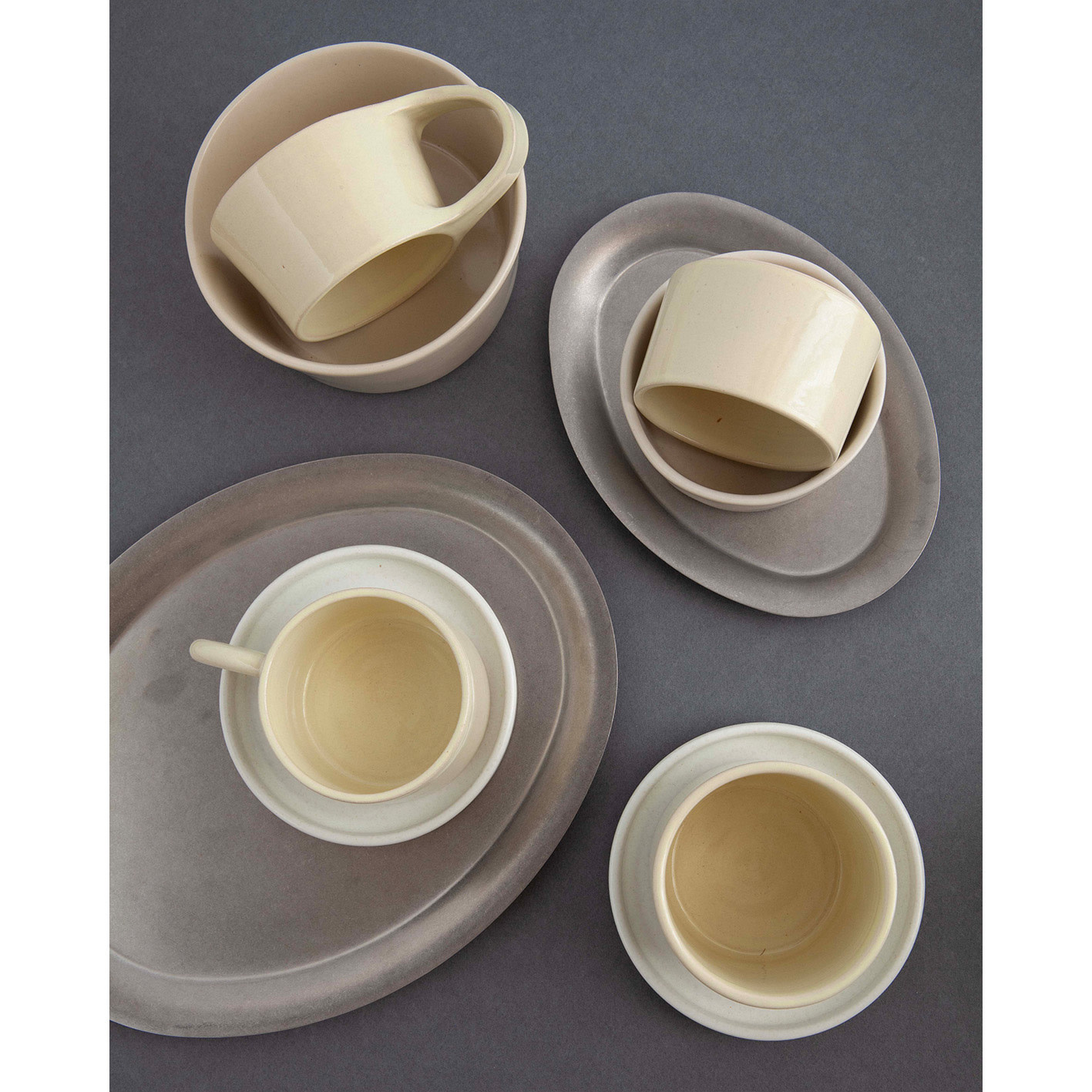 Almond in a Glass Cup Flat Handle Soft Yellow