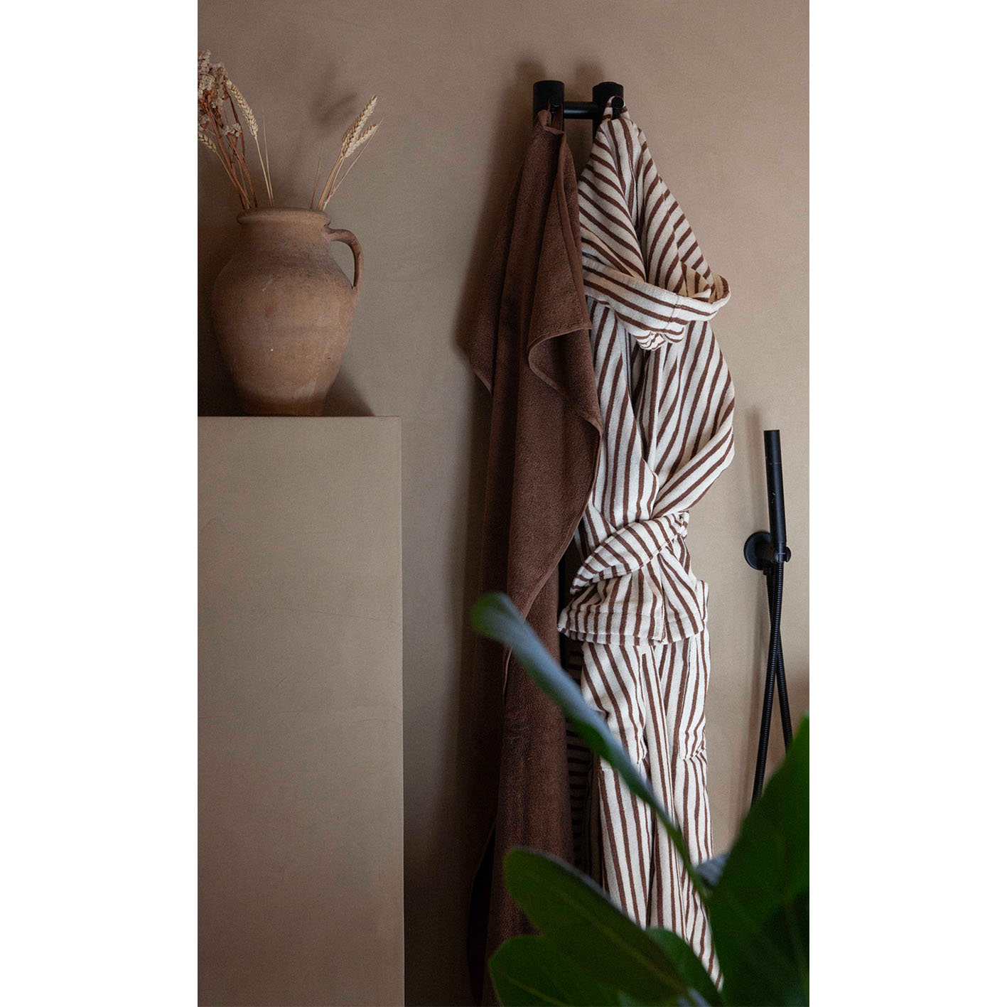 Tekla Terry Hooded Bathrobe Kodiak Stripes