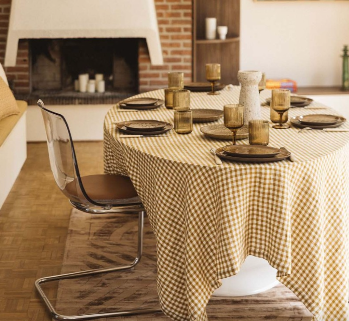 Gabrielle Paris Tablecloth Gingham Curry 175x350