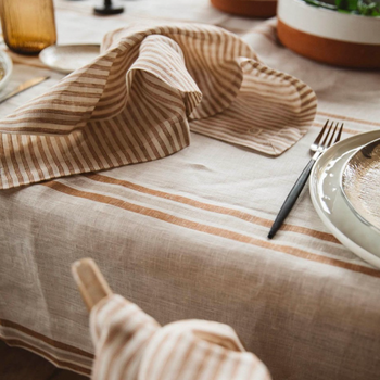 Gabrielle Paris Tablecloth Cafe Milk Large Stripe 175x250