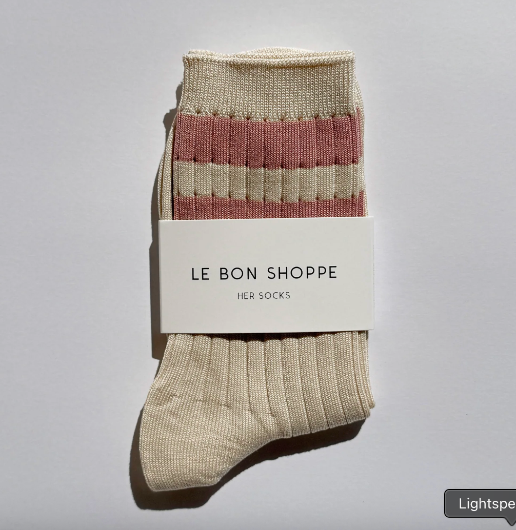 Le Bon Shoppe Her Varsity Socks Rose