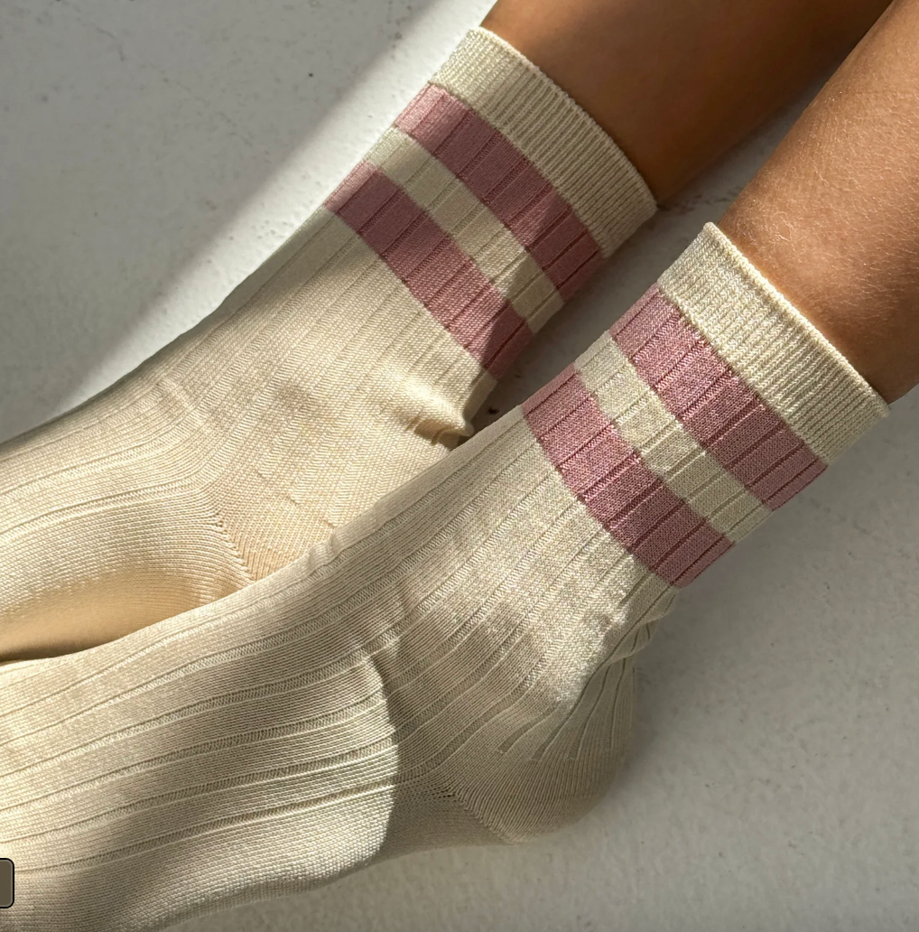 Le Bon Shoppe Her Varsity Socks Rose