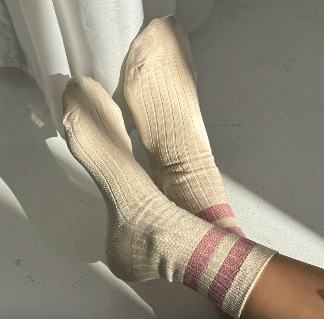 Le Bon Shoppe Her Varsity Socks Rose