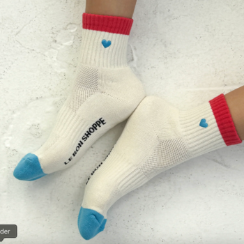 Le Bon Shoppe Copy of Embroidered Color Block Girlfriend Socks Rose Green + Heart