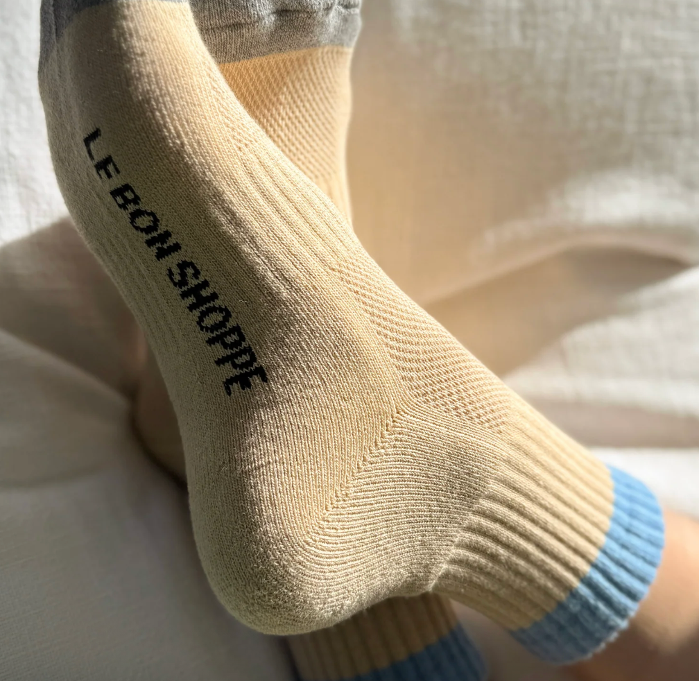 Le Bon Shoppe Girlfriend Socks Color Block Yellow Blue