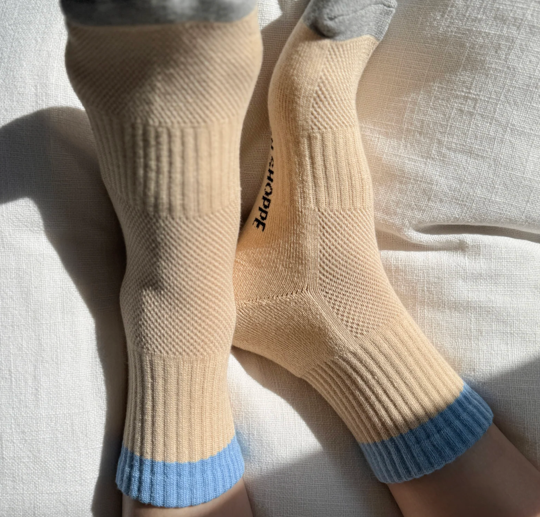 Le Bon Shoppe Girlfriend Socks Color Block Yellow Blue