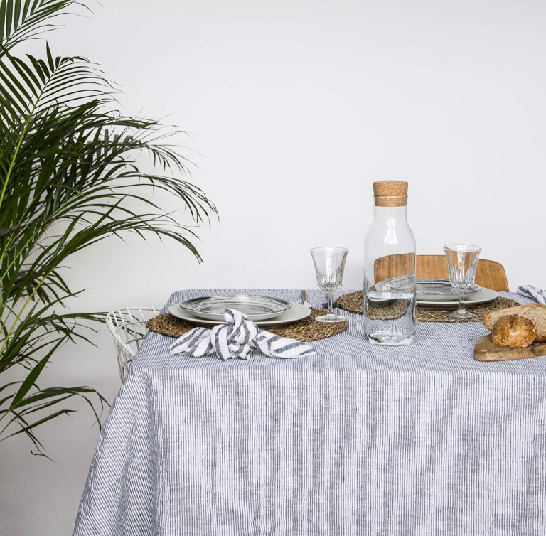 Gabrielle Paris Tablecloth Black Milk Thin Stripe 175x250