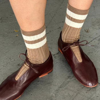 Le Bon Shoppe Her Varsity Socks Toffee