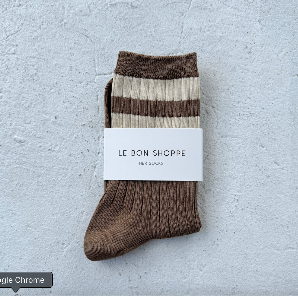 Le Bon Shoppe Her Varsity Socks Toffee