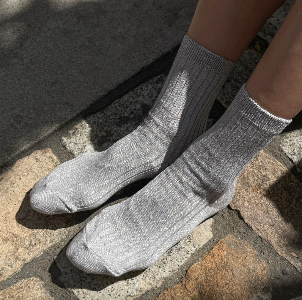 Le Bon Shoppe Her Socks Silver Glitter