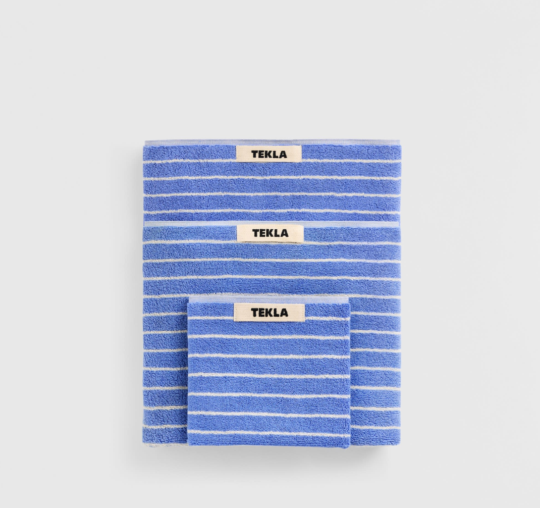 Tekla Terry Towel Clear Blue Stripes 30x30