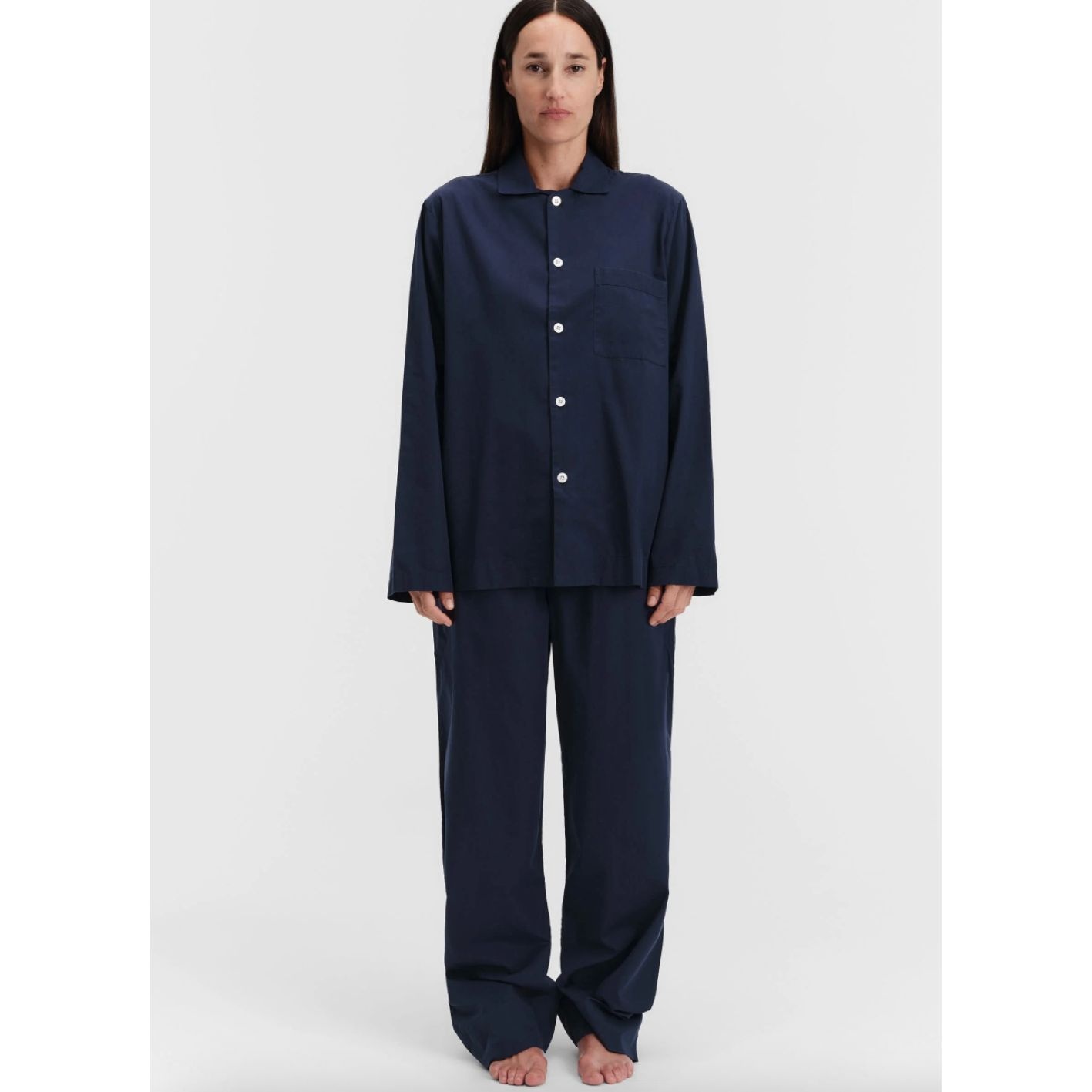 Tekla Poplin Pyjamas Pants Navy