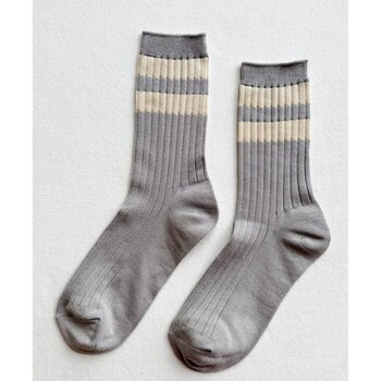 Le Bon Shoppe Her Varsity Socks Stone White
